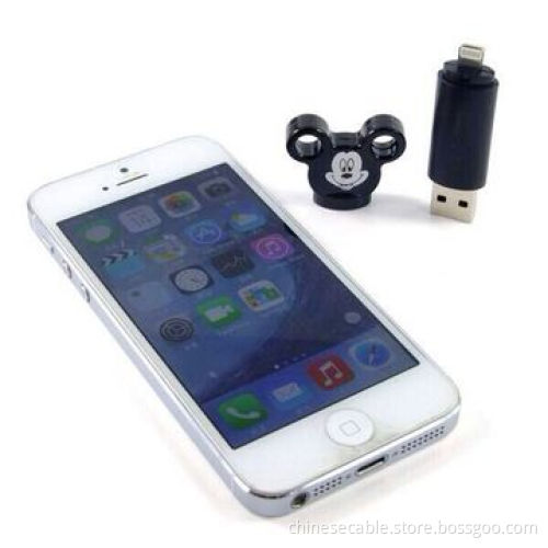Mickey head mini Key Chain 8-pin USB Cable with Charge and Sync Function